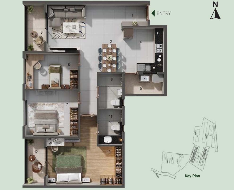 2.5 BHK Unit Plan - East Facing