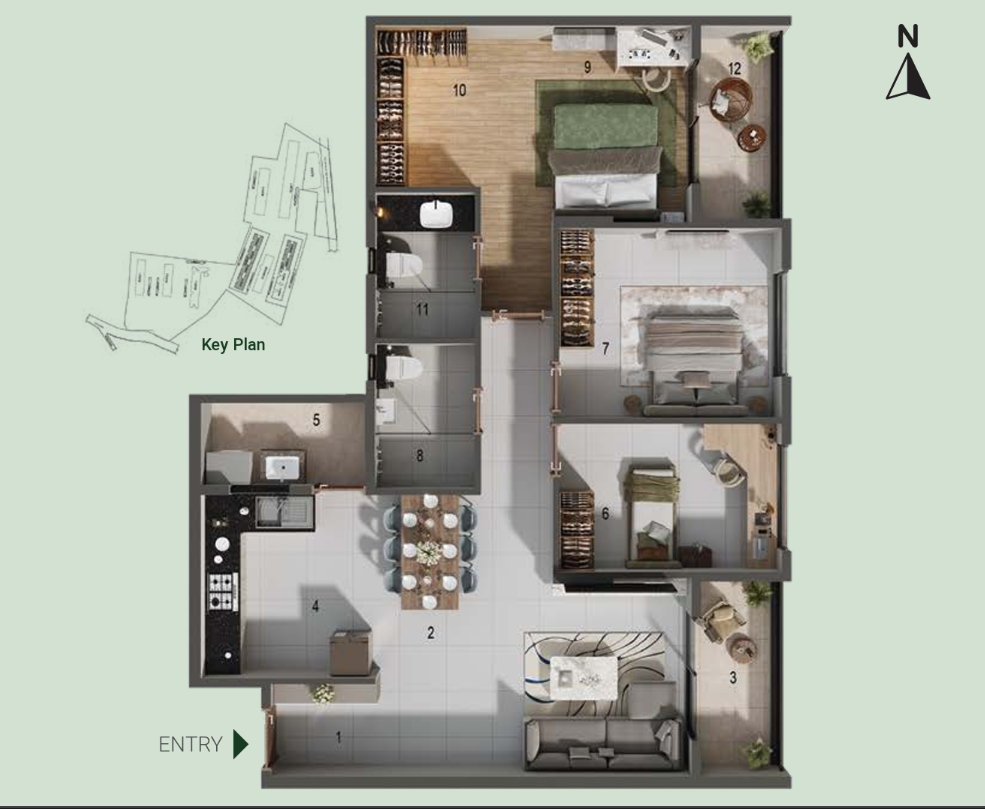 2.5 BHK Unit Plan - West Facing